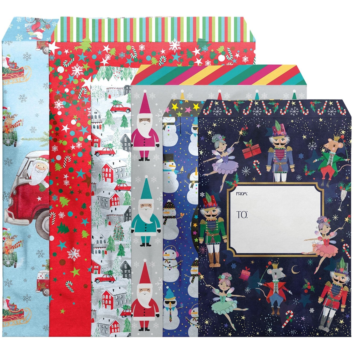 12 Count Assorted Size Christmas Decorative Foam Padded Mailing Envelopes