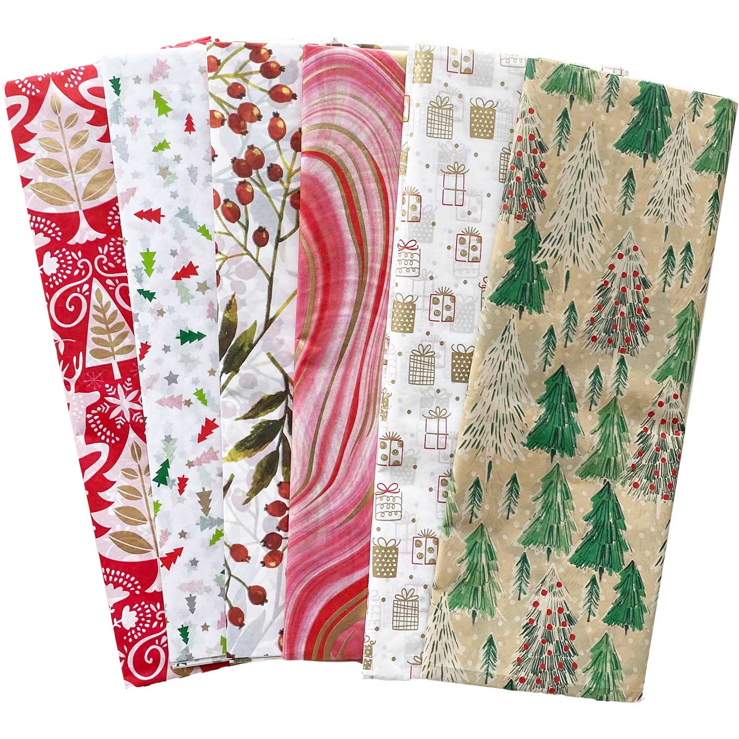 Christmas, Winter Holiday Tissue Paper Assortment (6 Pack, 24 sheets total)