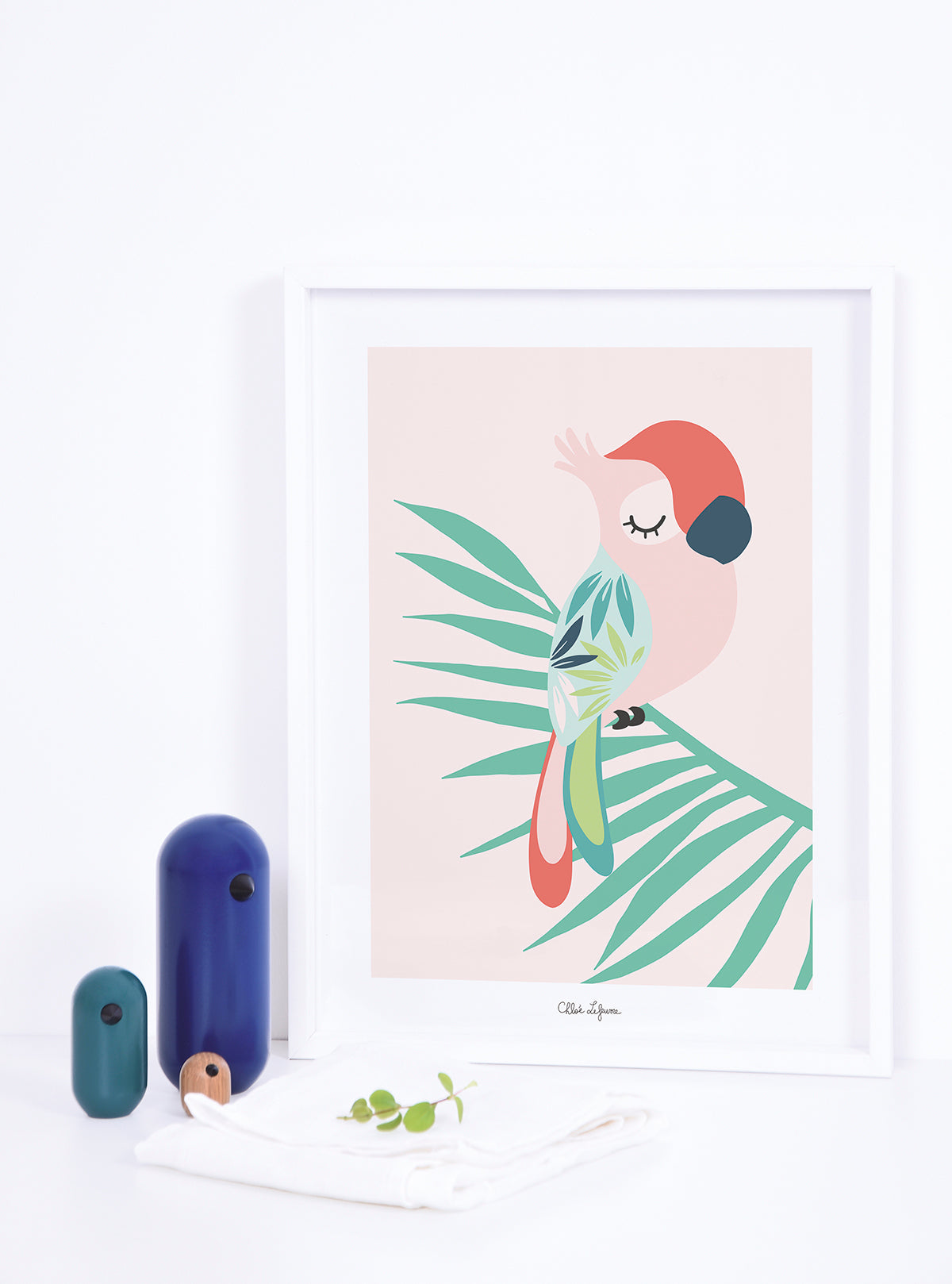 Lilipinso Framed Art Print - Tropical Parrot Pink