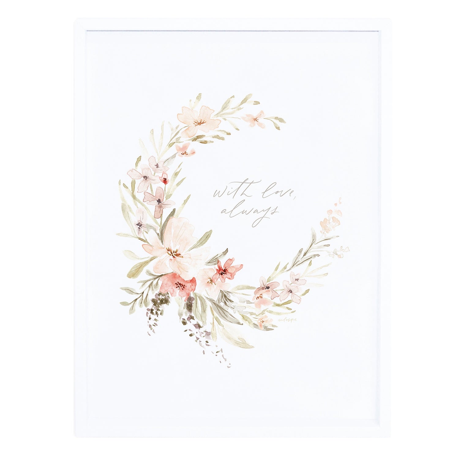 Lilipinso Framed Art Print - Watercolour Floral (Pink)