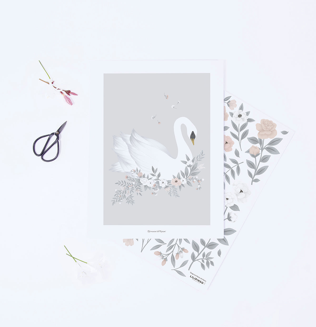 Lilipinso Art Print - Swan (Grey Background)
