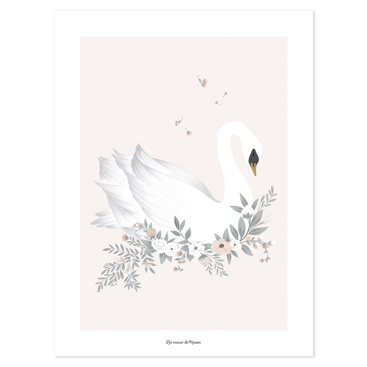 Lilipinso Art Print - Swan (Pink Background)