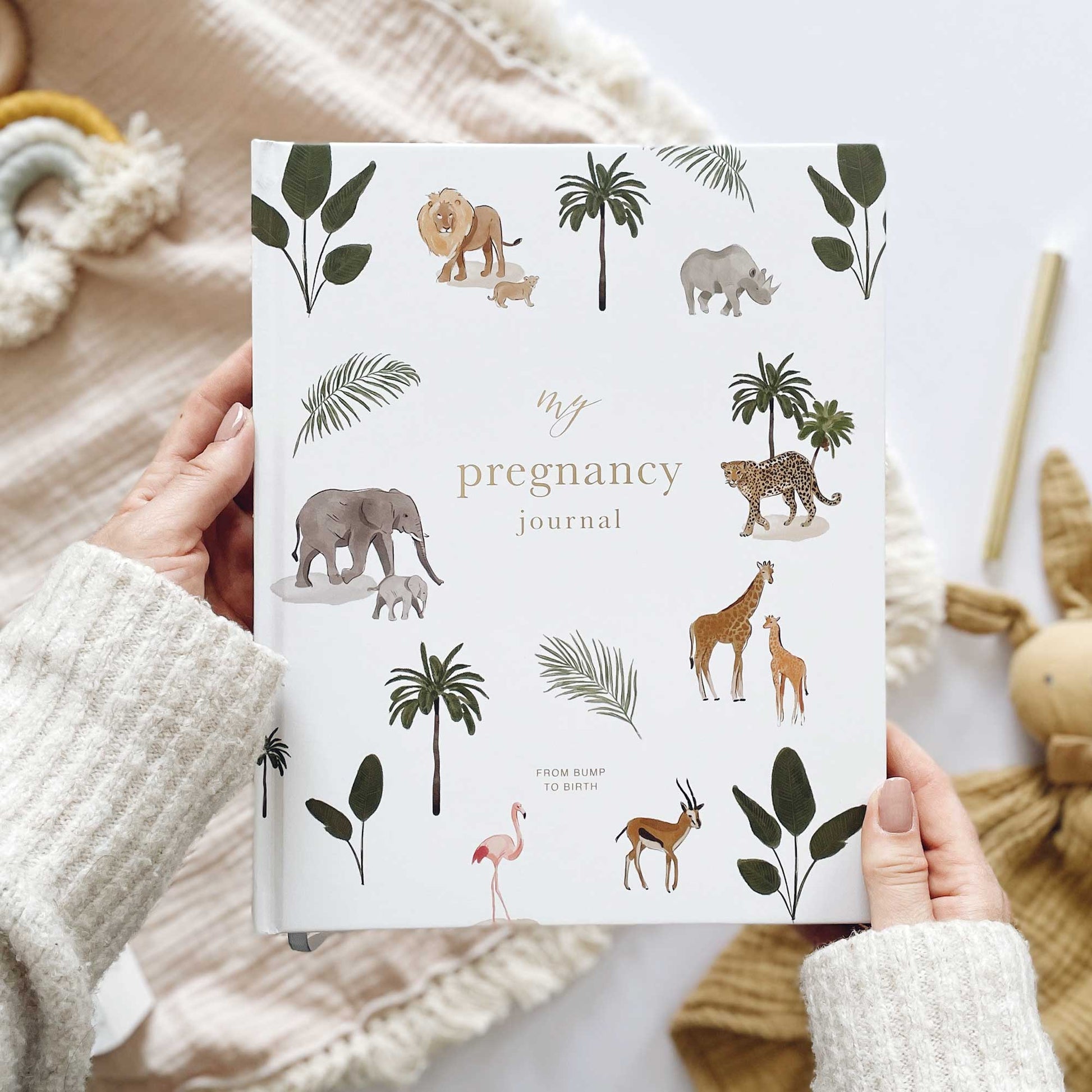 Blush and Gold My Pregnancy Journal - Jungle with Gilded Edges Memory Book
