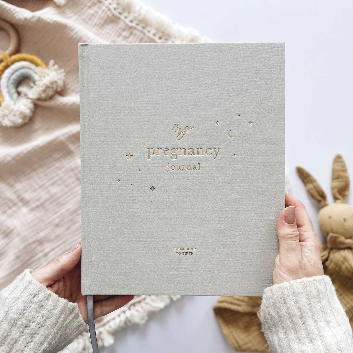 Blush and Gold My Pregnancy Journal - Grey with Gilded Edges Memory Book