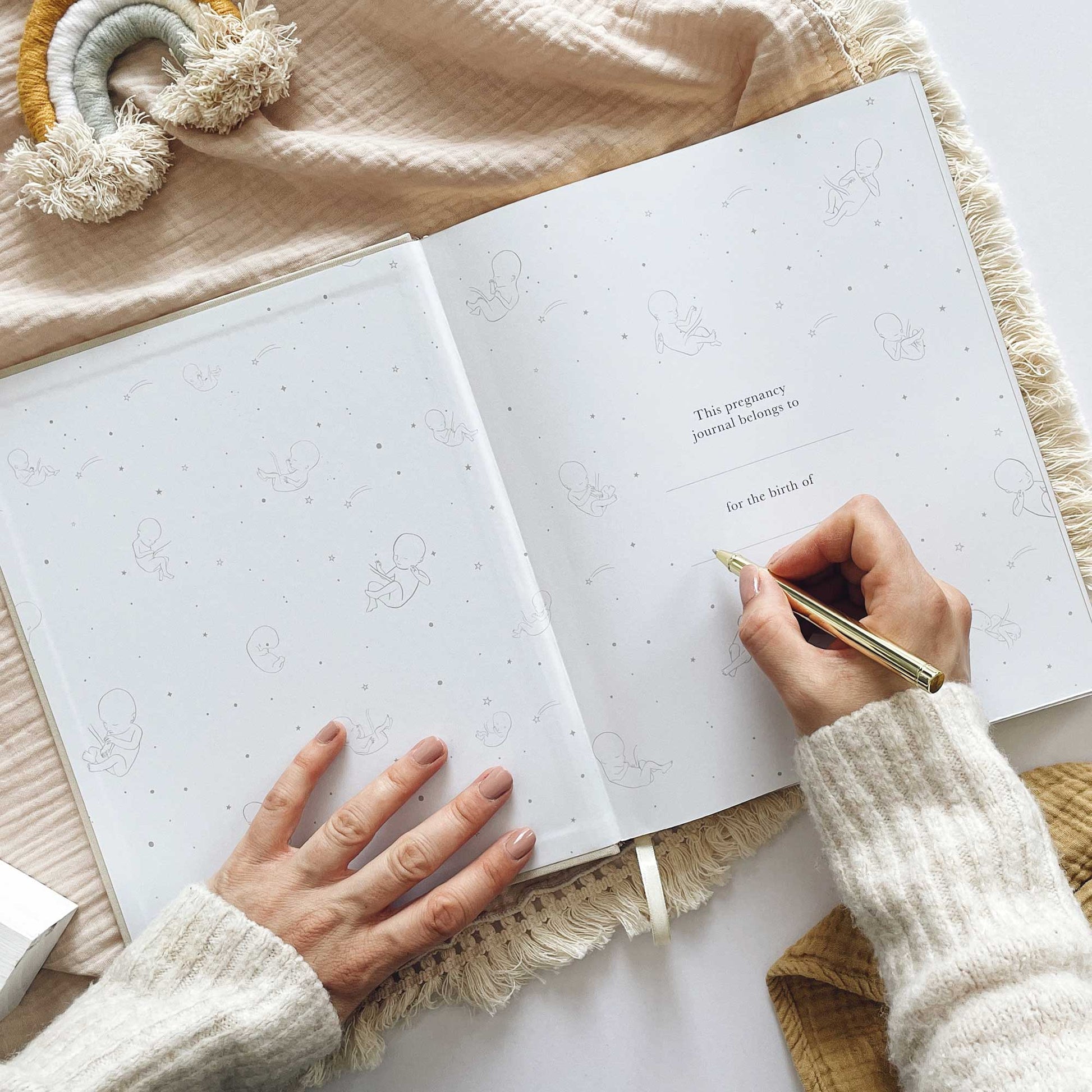 Blush and Gold My Pregnancy Journal - Pearl with Gilded Edges Memory Book