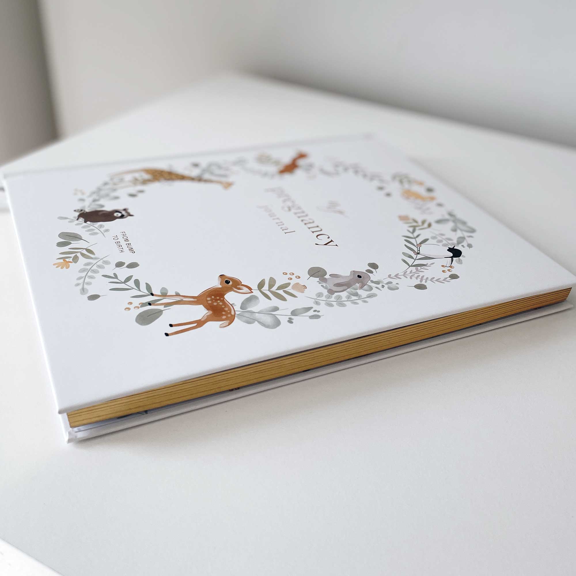 Blush and Gold My Pregnancy Journal - Animals with Gilded Edges Memory Book