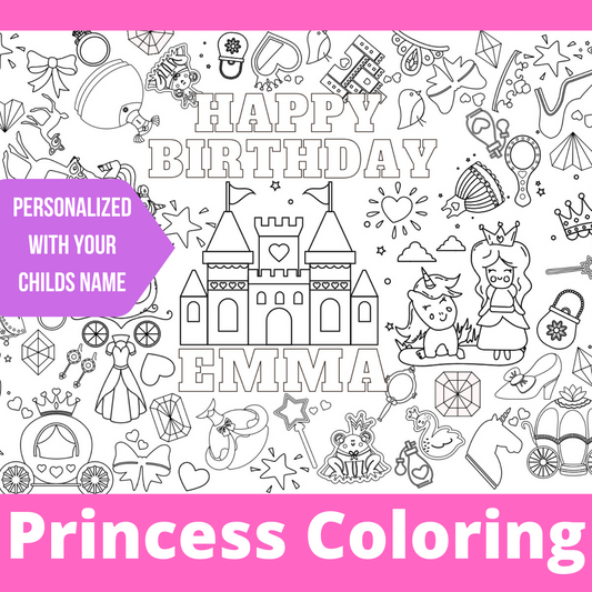 Creative Crayons Workshop Personalized Princess Coloring Table Cover by Creative Crayons Workshop