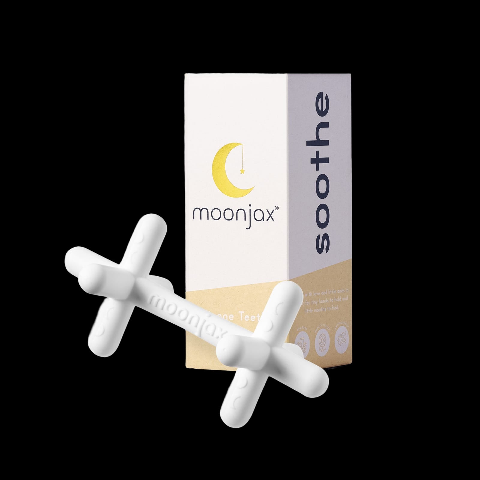 1-pack Moonlight White Silicone Patented Moonjax® Best Baby Teether