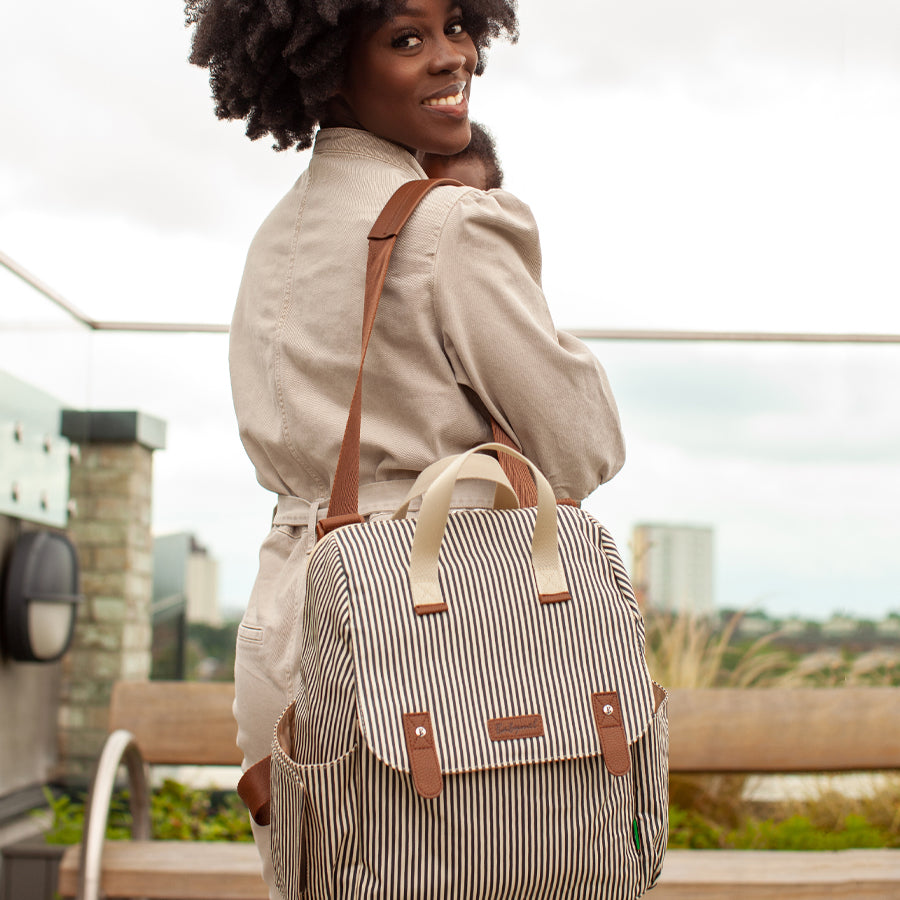 Robyn Eco Convertible Backpack Navy Stripe