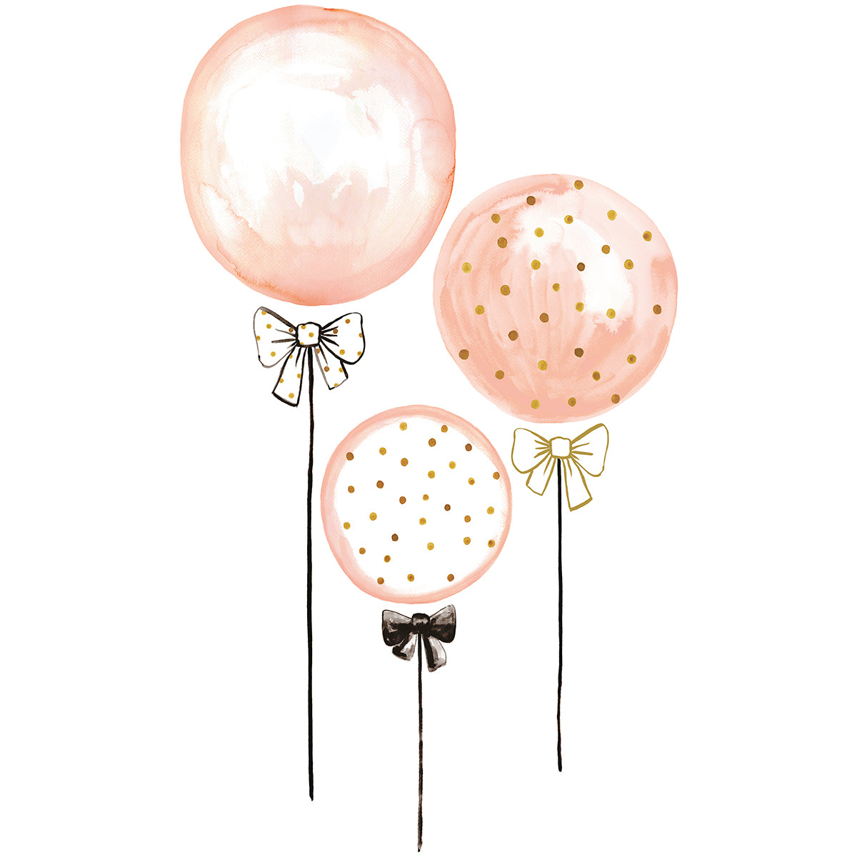 Lilipinso Wall Decals Special Size - Pink Balloons With Gold Rounds Wall decal