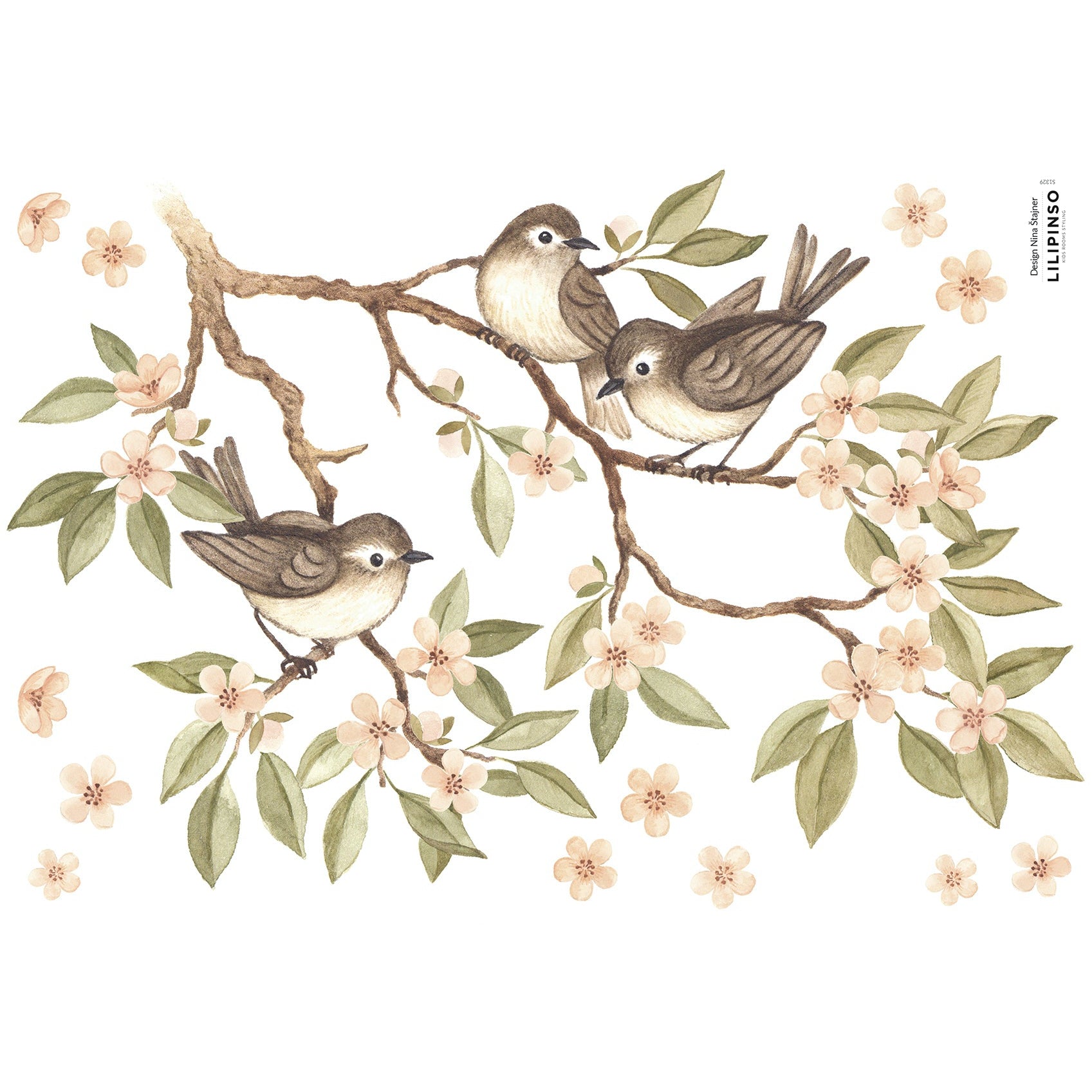 Lilipinso Wall Decals A3 - Branch And Sparrows Wall decal