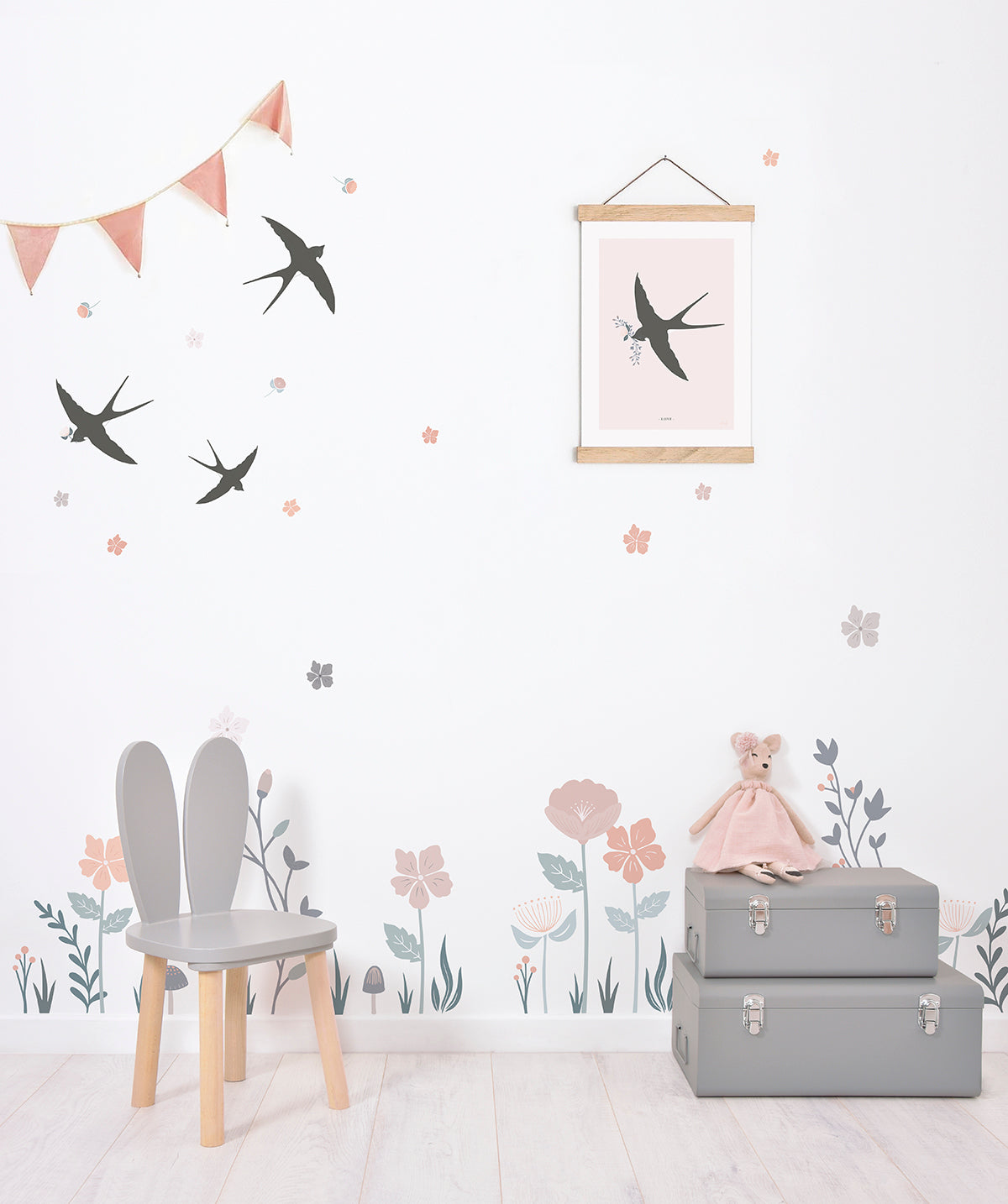 Lilipinso Wall Decals A3 - Flowers & Swallows Wall decal