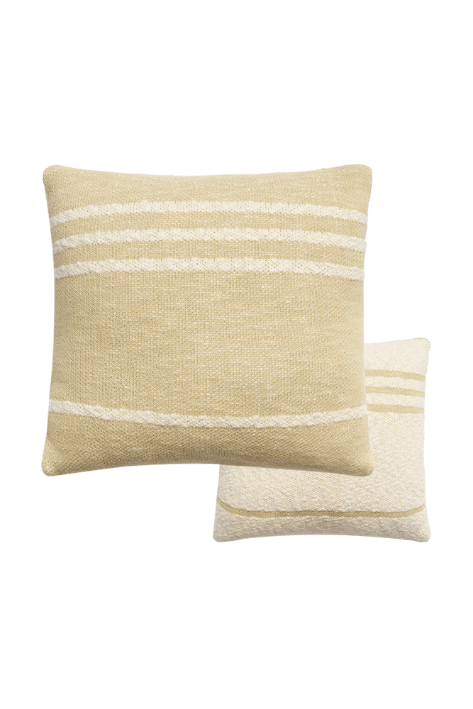 Knitted Cushion Duetto Olive - Natural  - Reversible