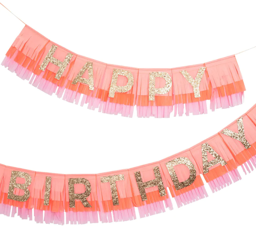 Bright Happy Birthday Fringe Garland