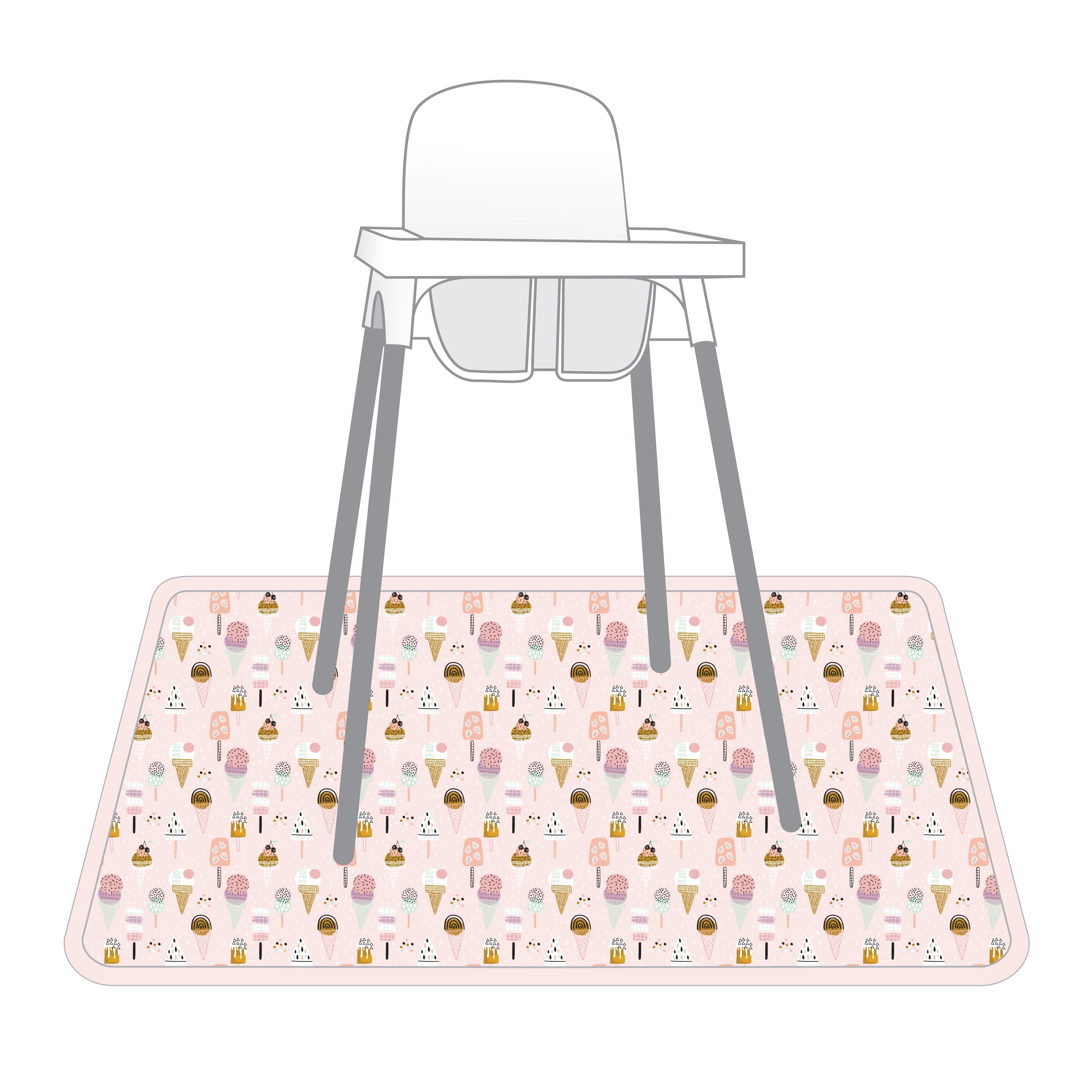 Pink Ice Cream Splash Mat - A Waterproof Catch-All For Highchair Spills And More!