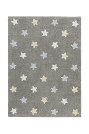 Washable Rug Tricolor Stars Grey - Blue  - TRICOLOR STARS