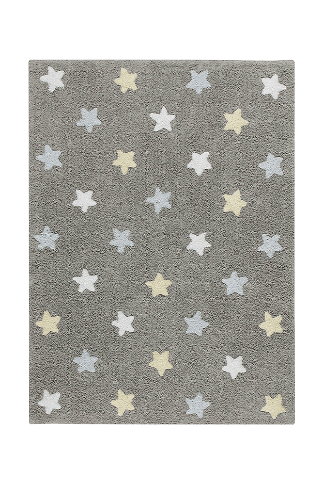 Washable Rug Tricolor Stars Grey - Blue  - TRICOLOR STARS
