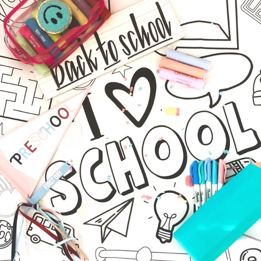 Creative Crayons Workshop Back to School Coloring Table Cover by Creative Crayons Workshop
