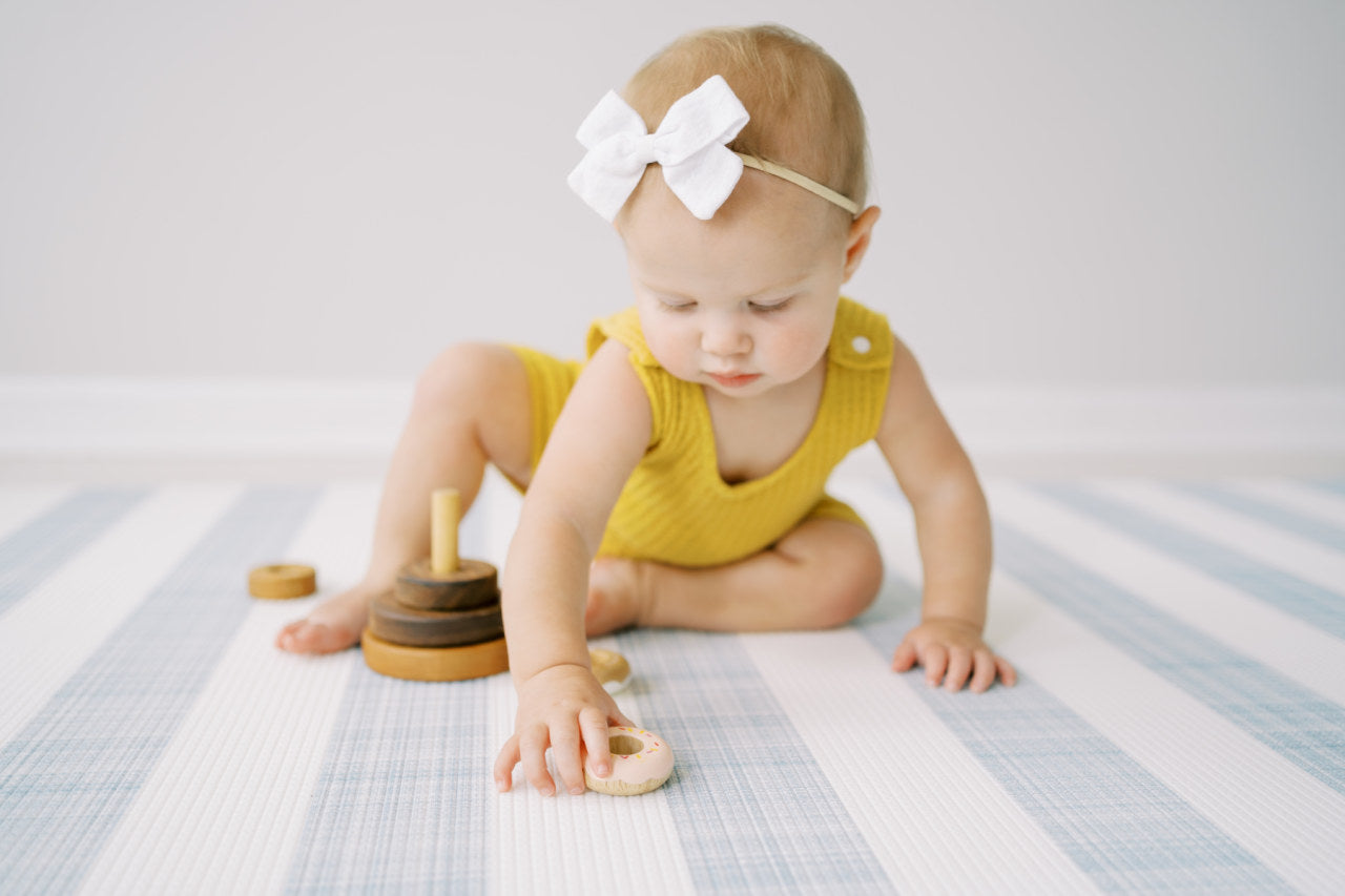 Play Mat  Emerson Ikat + Jack Stripe In Rainwash Blue