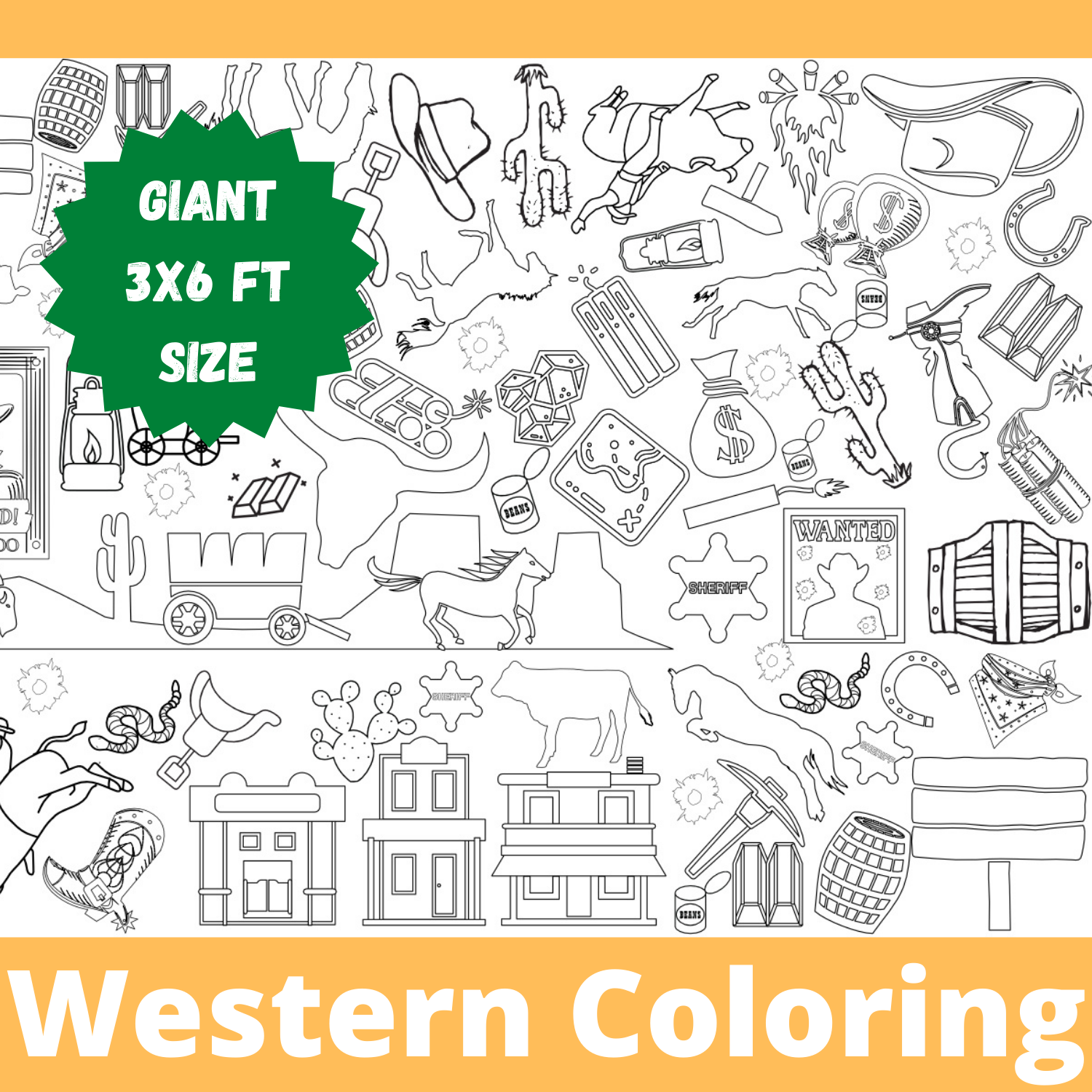 Creative Crayons Workshop Western Themed Coloring Table Cover by Creative Crayons Workshop