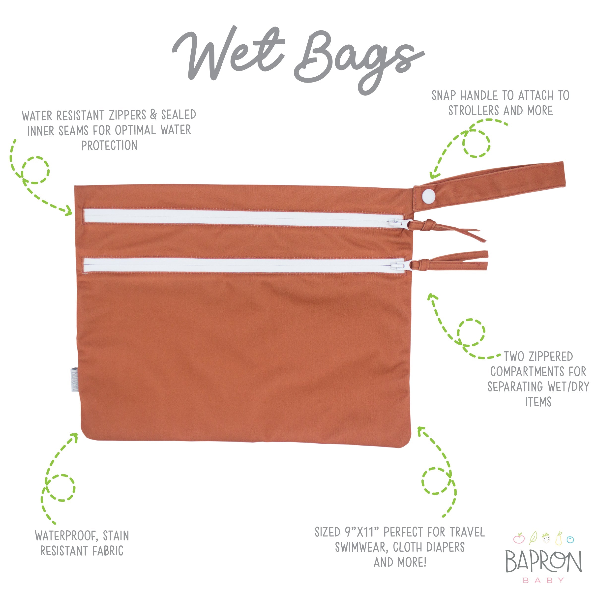 Solid Copper Minimalist - Waterproof Wet Bag (For Mealtime, On-the-go, And More!)