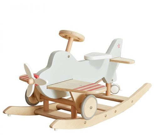 Wonder and Wise Wood Airplane Rocker & Ride-On Riding and Rocking
