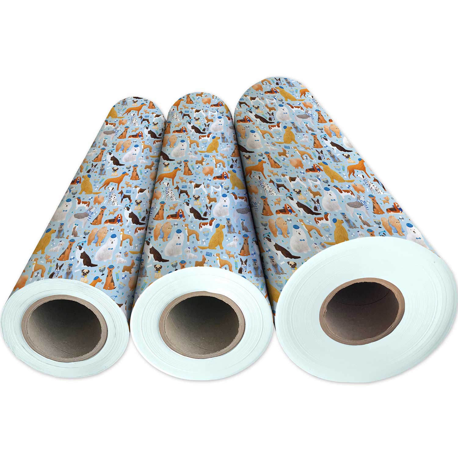 XB543g Yamaka Dog Hanukkah Gift Wrapping Paper 3 Reams 