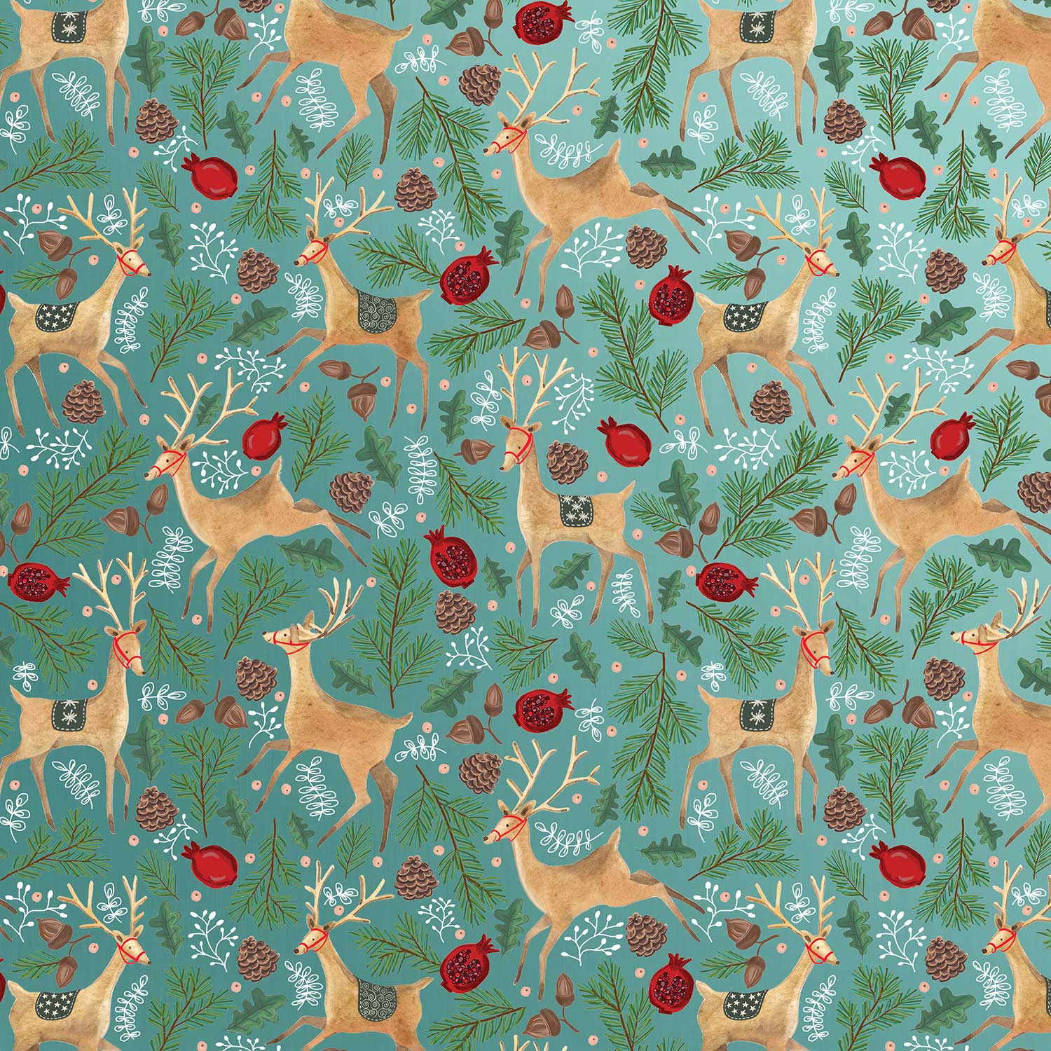 XB561a Reindeer Christmas Gift Wrapping Paper Swatch 