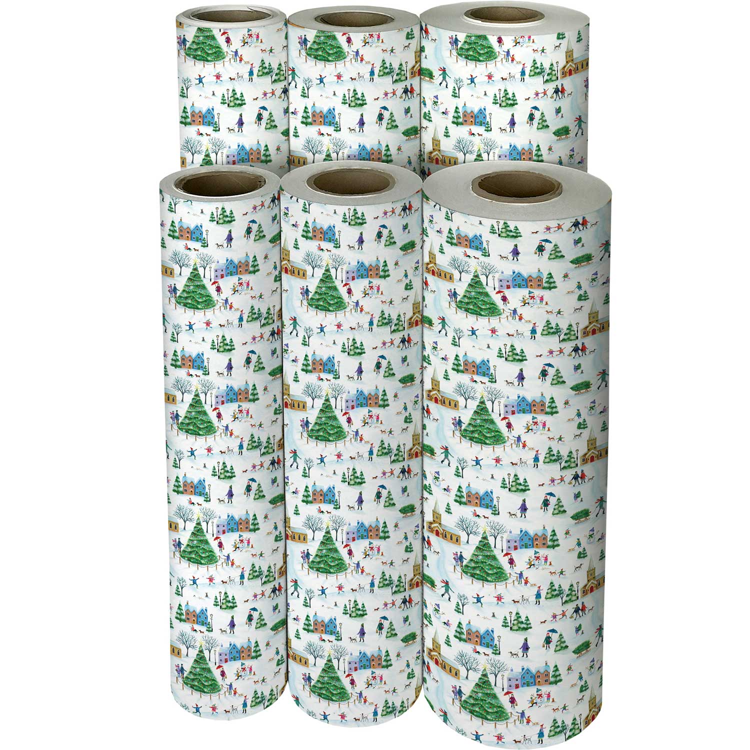 XB607f Christmas Village Town Gift Wrapping Paper Reams 
