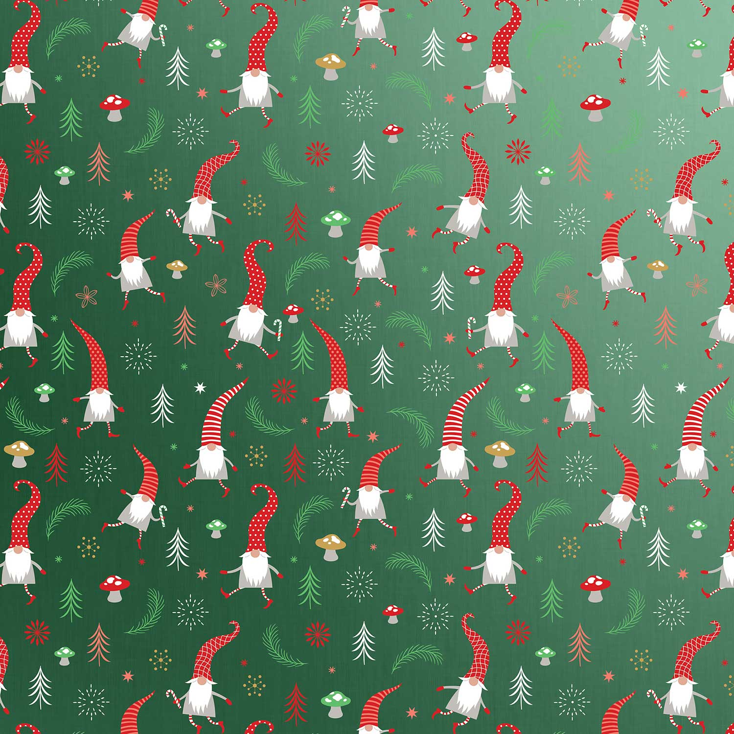 XB621a Gnome Christmas Gift Wrapping Paper Swatch 