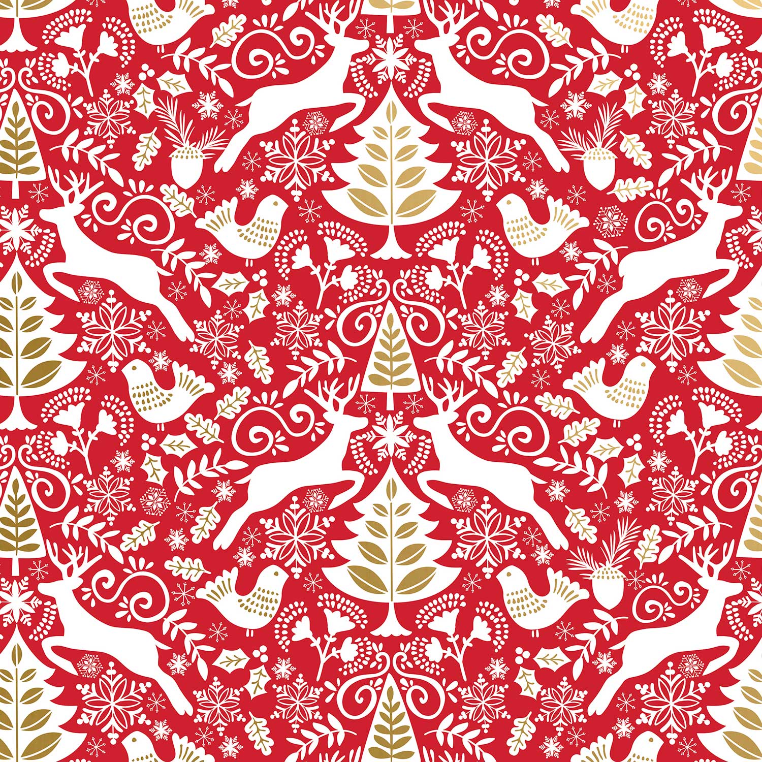 Red Scandanavian Christmas Gift Wrap 1/4 Ream 208 ft x 24 in