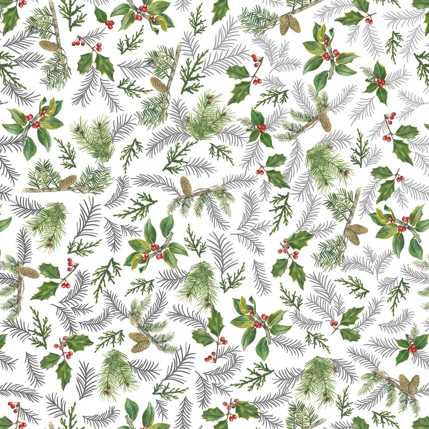 XB741a Christmas Pine Gift Wrapping Paper Swatch 