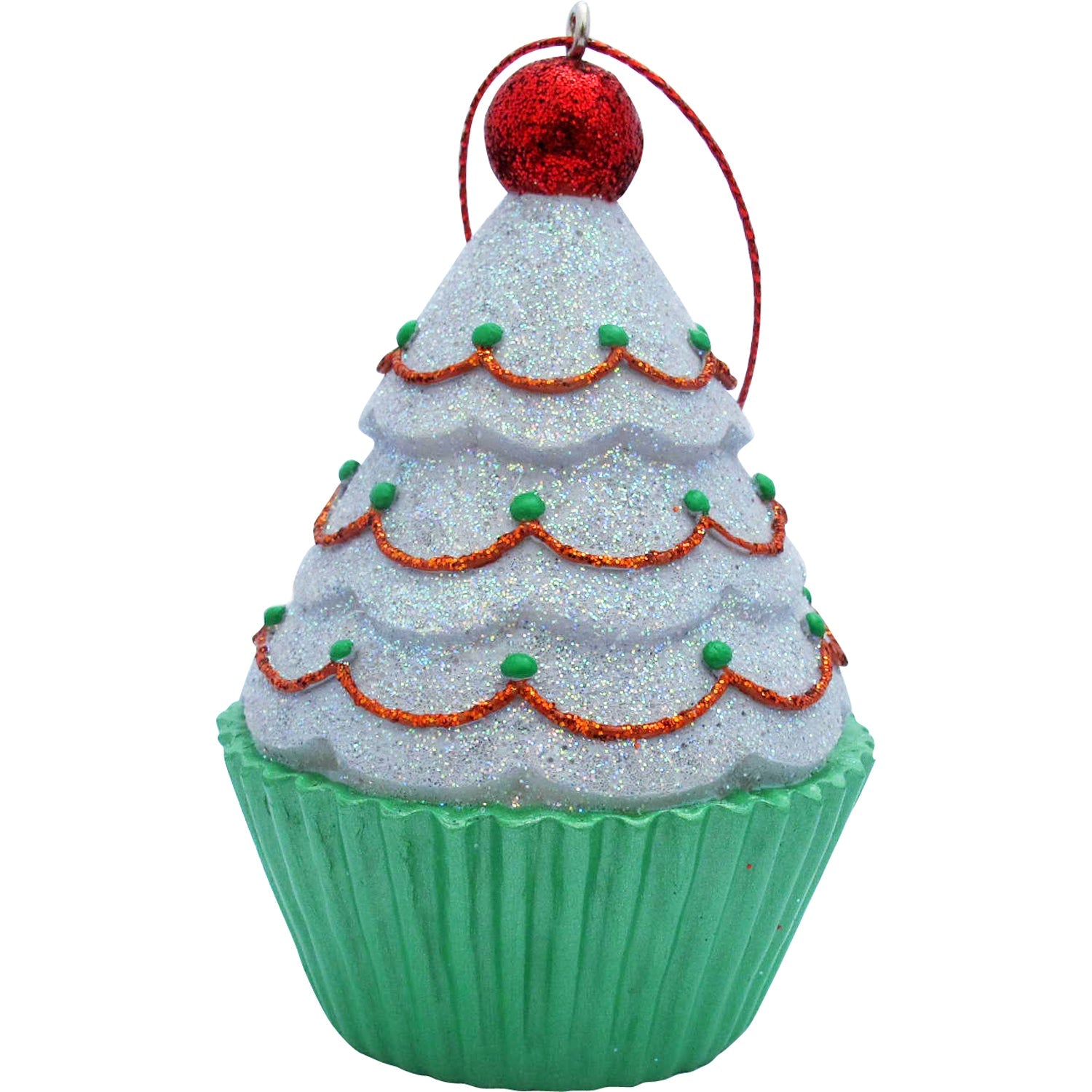 White Tree Top Cupcake Christmas Tree Ornament