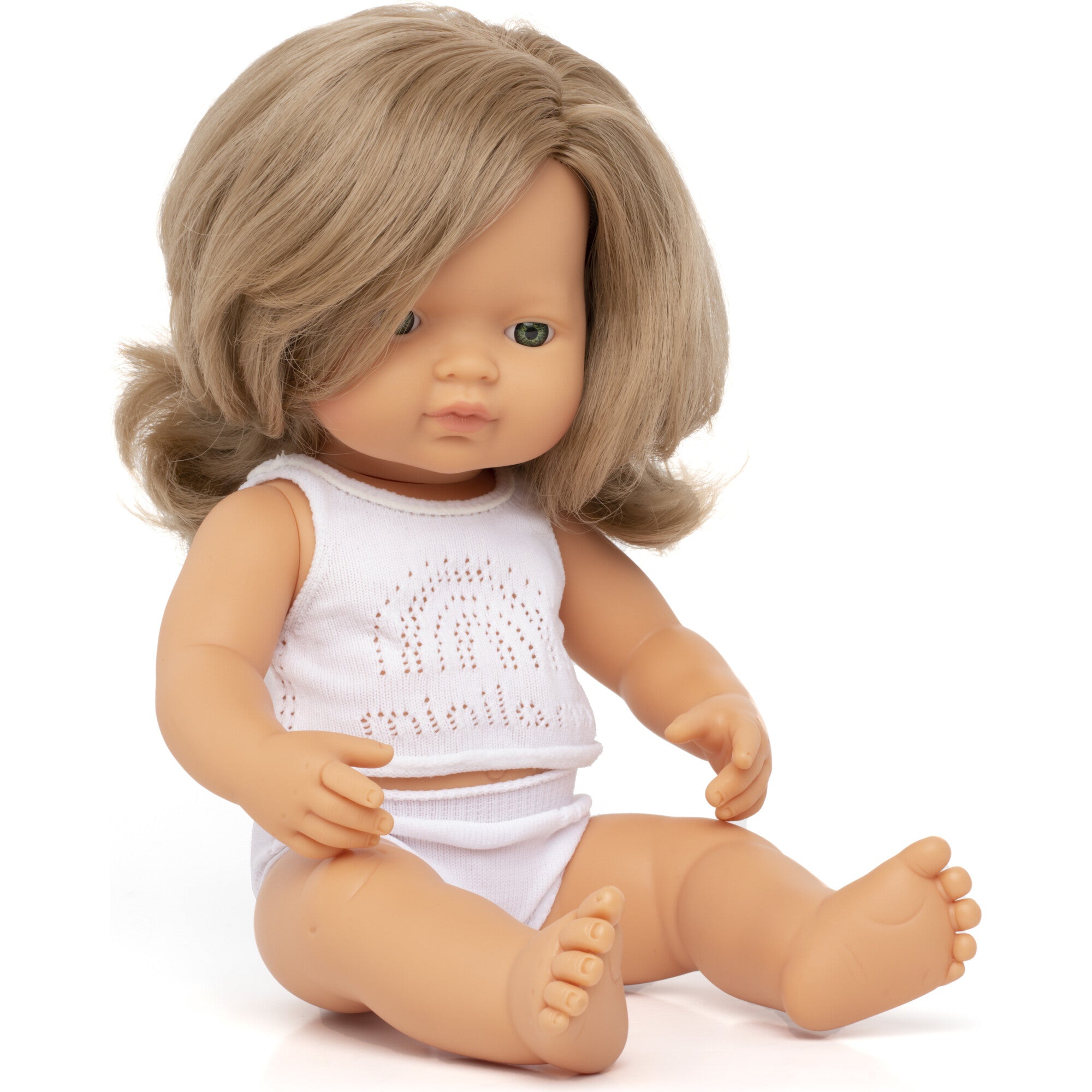 Miniland Baby Doll Caucasian Dark Blond Girl 15" Dolls