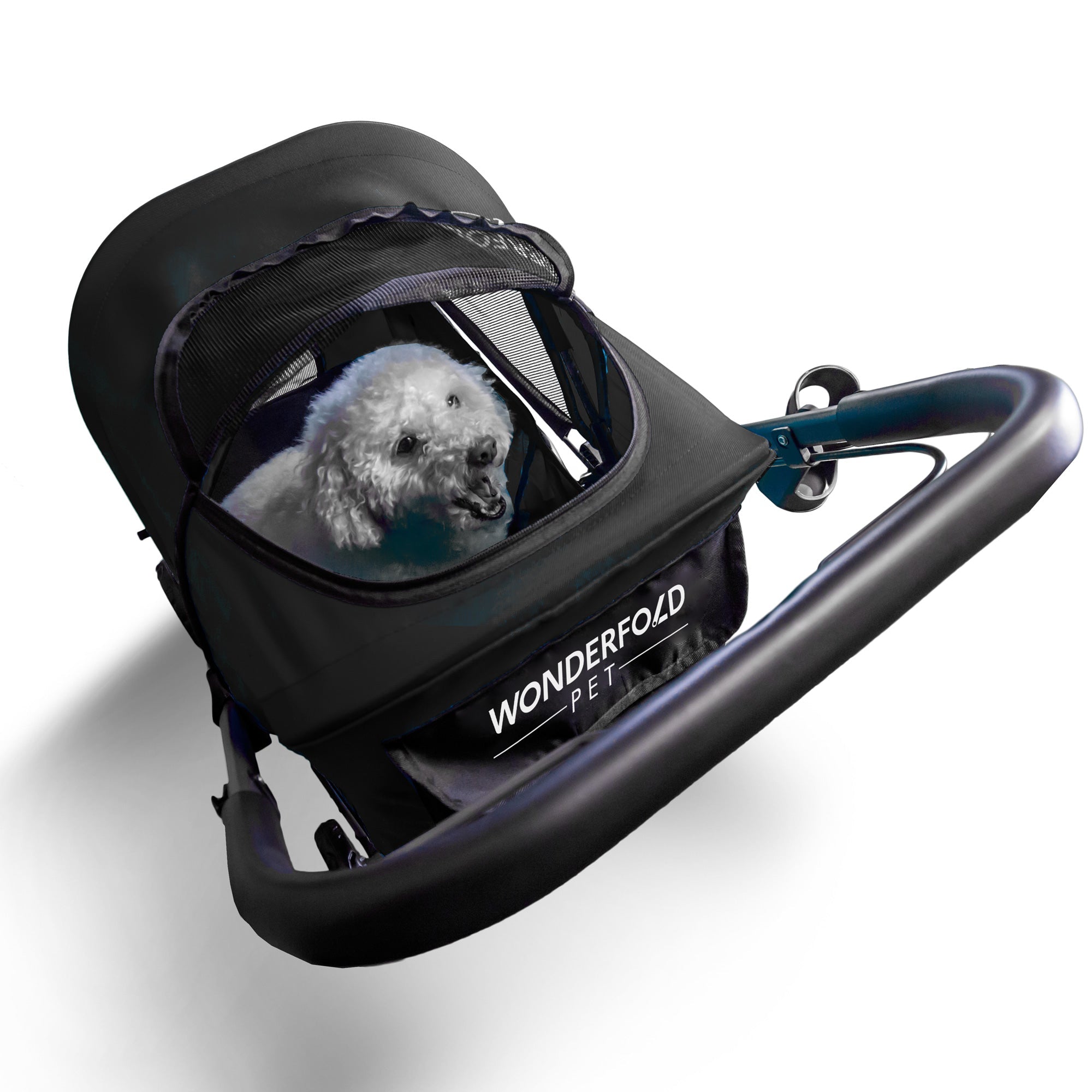 Folding Pet Stroller with Zipperless Entry & Reversible Handle Bar