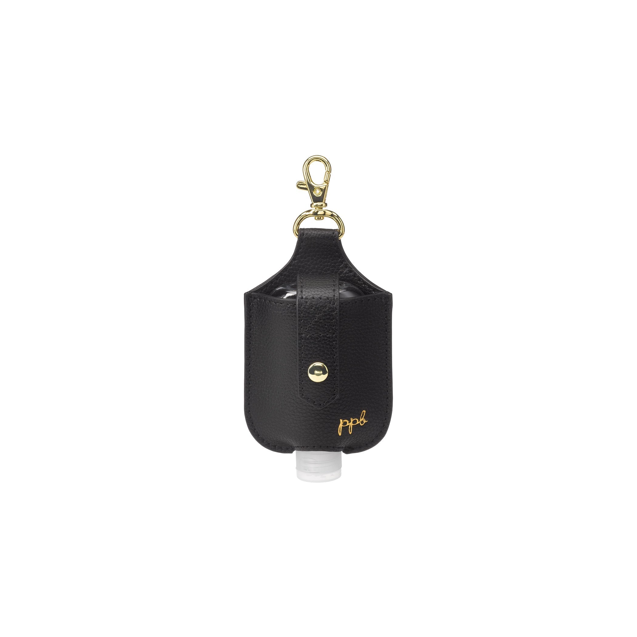 Petunia Pickle Bottom Clip & Clean Hand Sanitizer Pouch in Gold/Matte Black Leatherette Pin