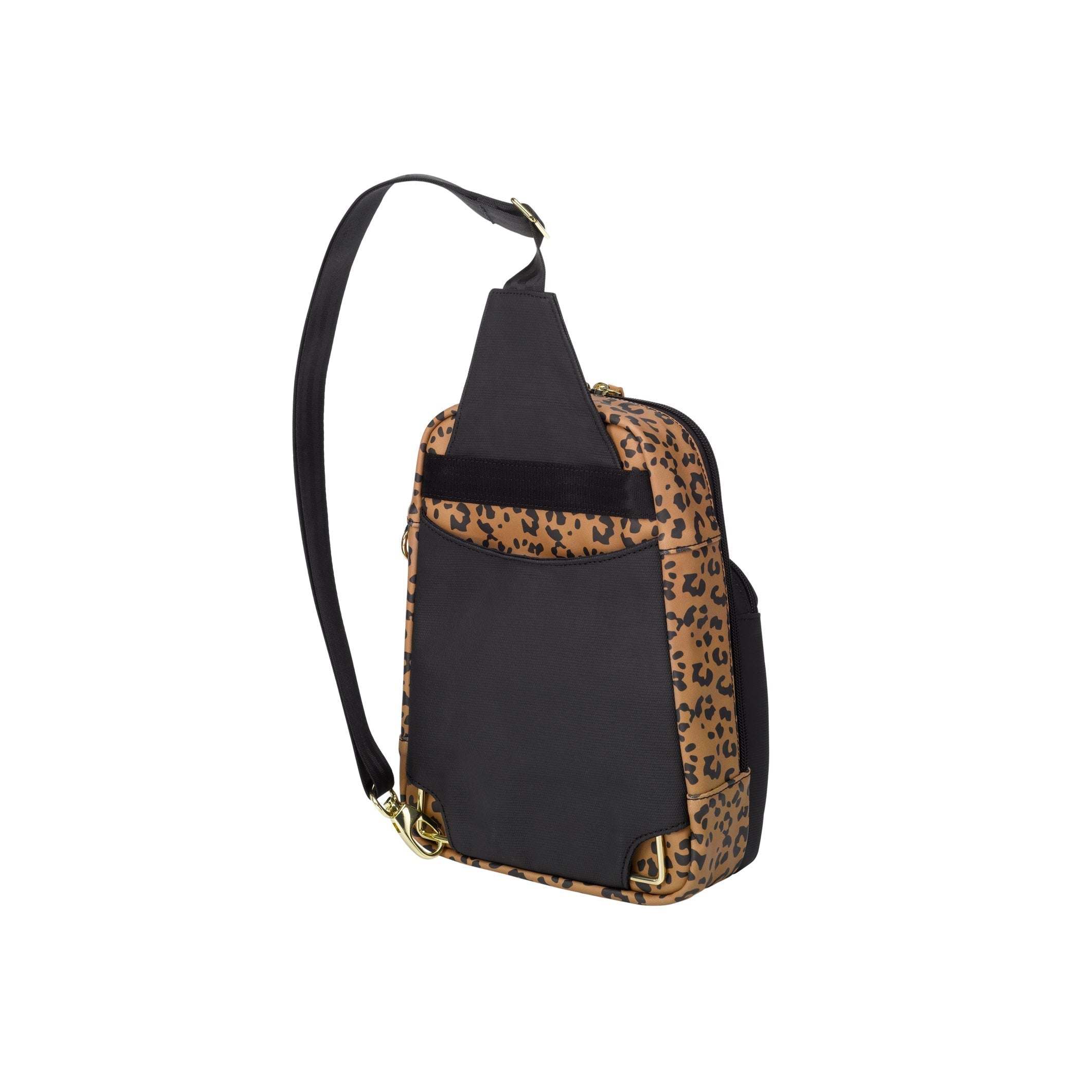 Petunia Pickle Bottom Criss-Cross Sling in Leopard Leatherette Handbag