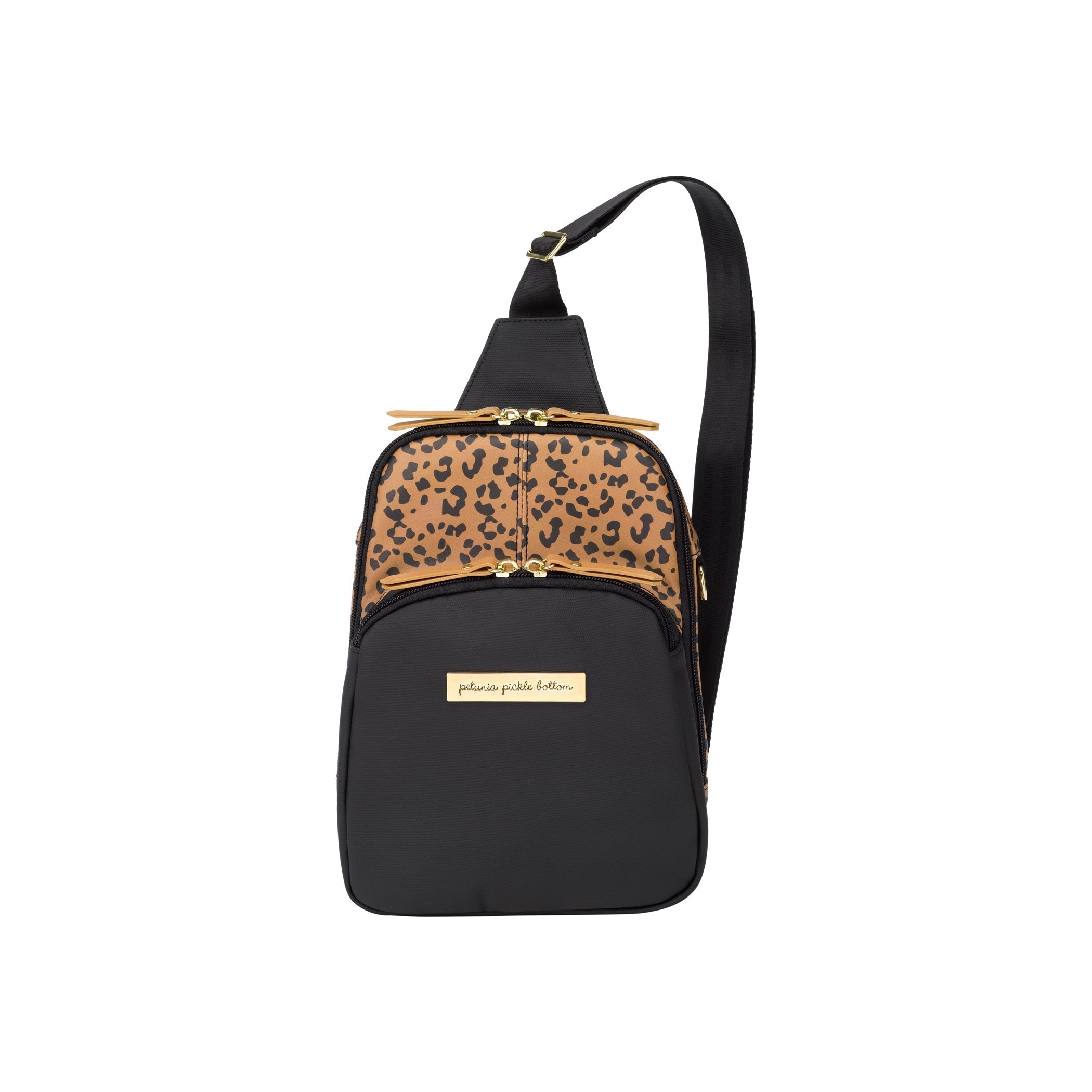 Petunia Pickle Bottom Criss-Cross Sling in Leopard Leatherette Handbag