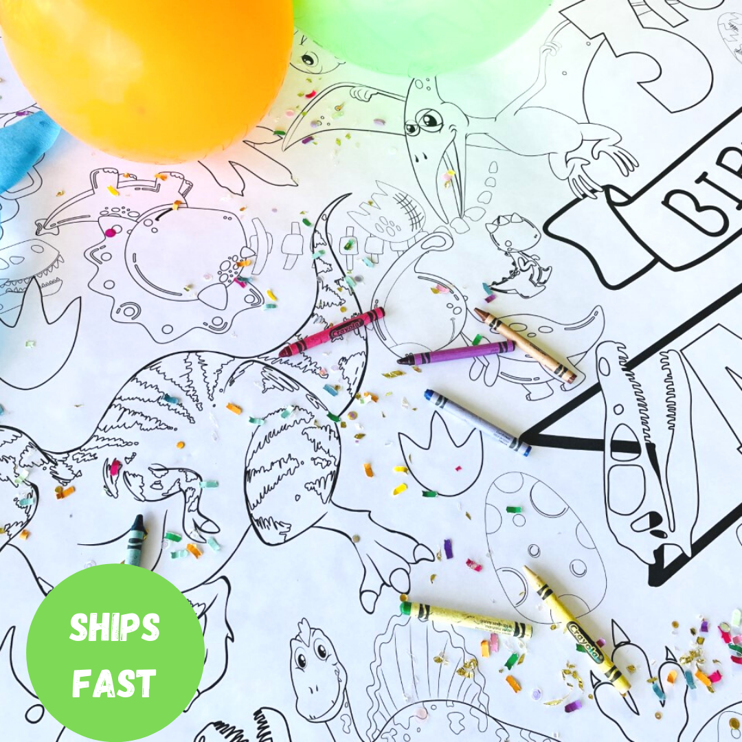 Creative Crayons Workshop Personalized Dinosaur Birthday Coloring Poster by Creative Crayons Workshop