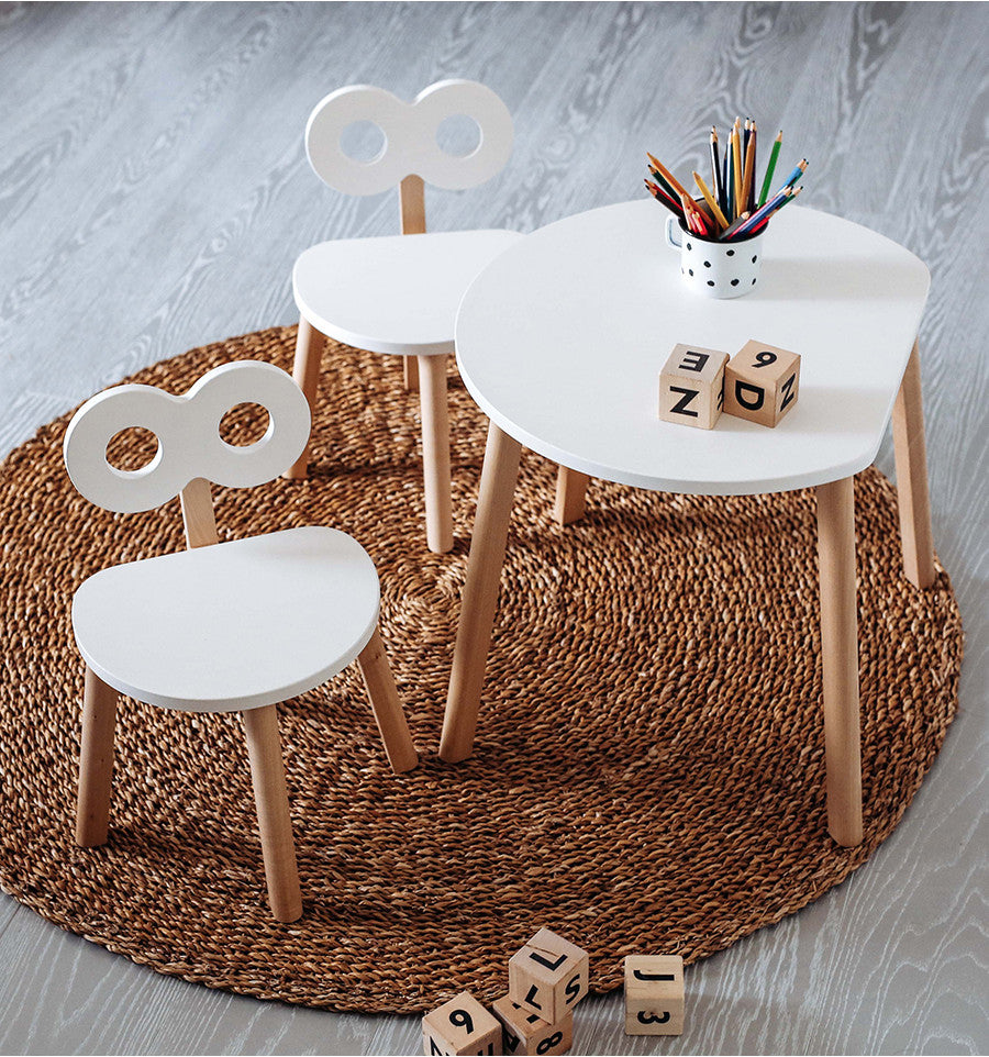 Double-O Wooden Kids' Chair - White