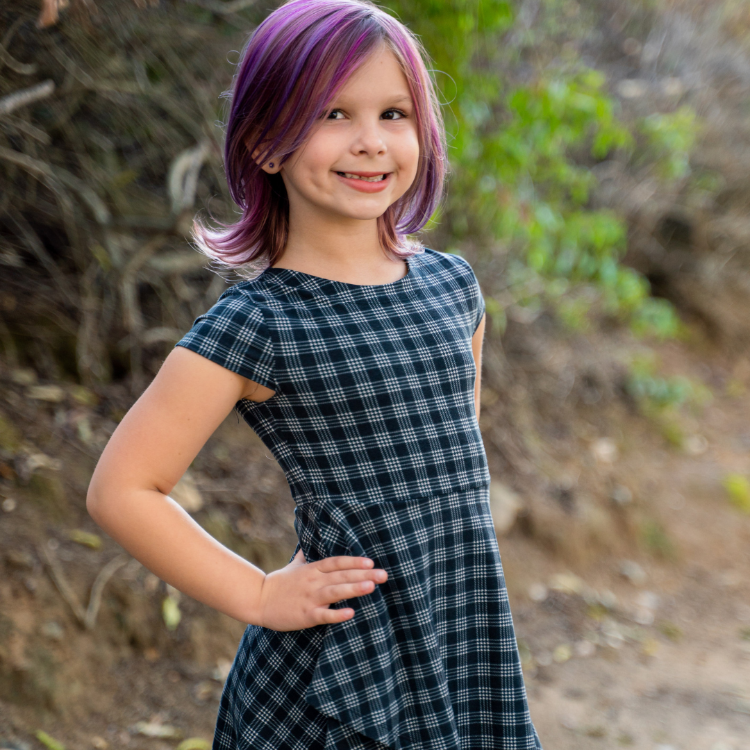 Emma's Tulip Dress - Black Tartan