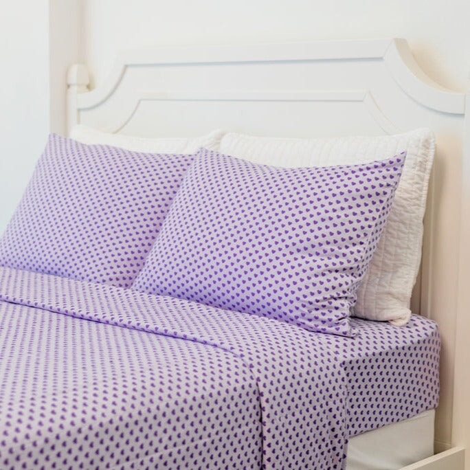 Fitted Sheet Twin - Purple Hearts