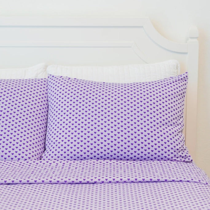 Fitted Sheet Twin - Purple Hearts