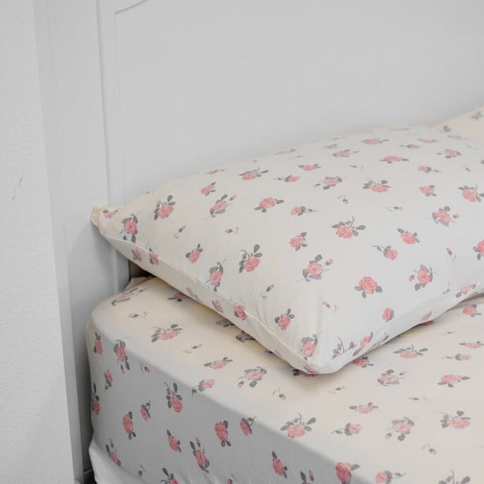 Fitted Sheet Twin - Roses White