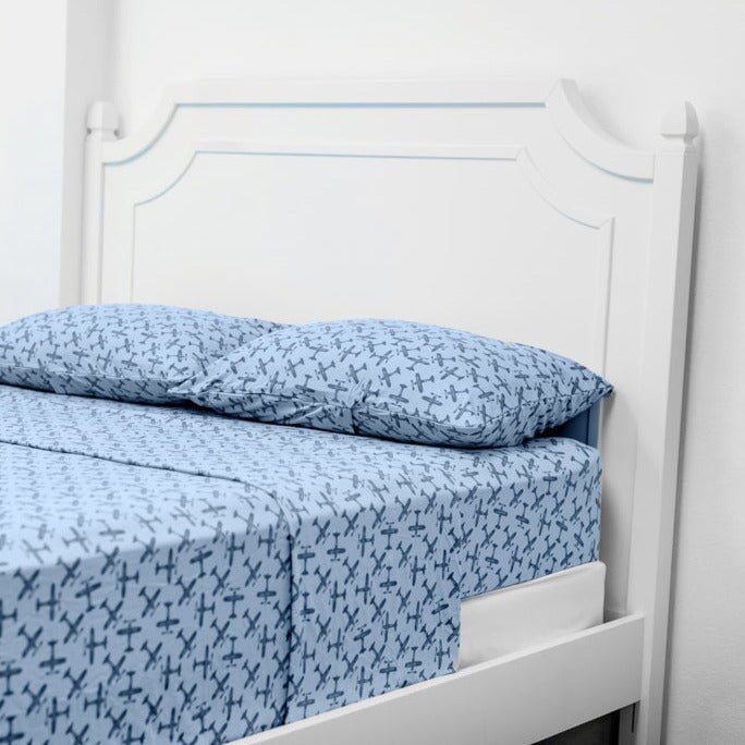 Flat Sheet Twin - Airplane Blue