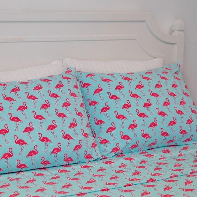 Flat Sheet Twin - Flamingo Aqua