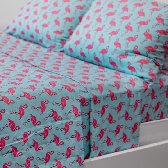 Flat Sheet Twin - Flamingo Aqua