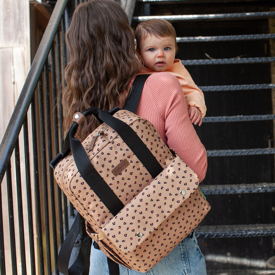 Georgi Eco Convertible Backpack Caramel Leopard