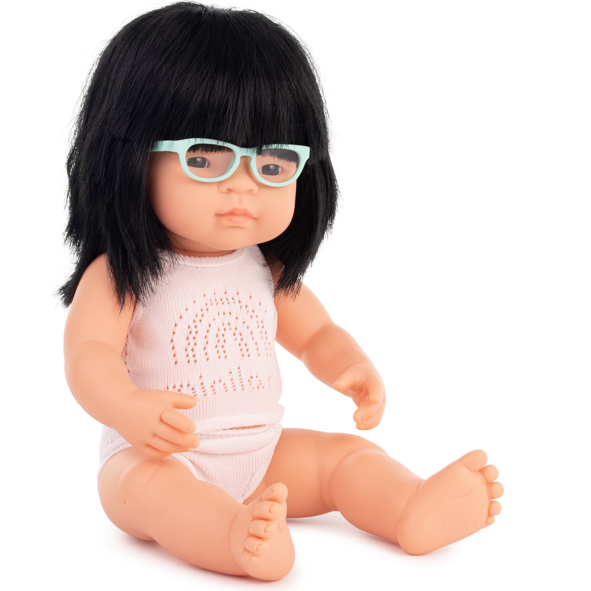 Miniland Baby Doll Asian Girl with Glasses 15" Dolls