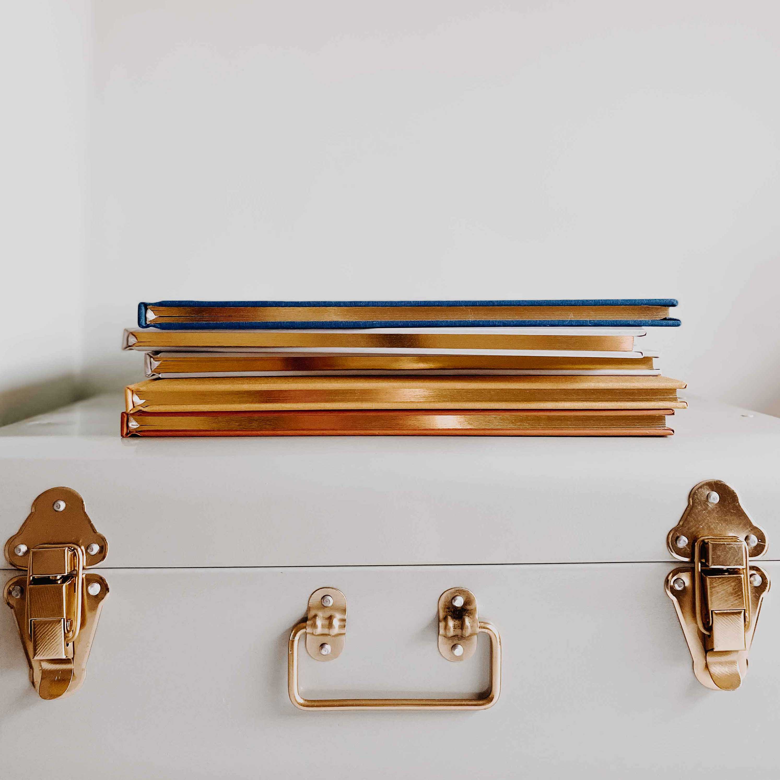 Baby memory book - White and Gold Foil with Gilded Edges